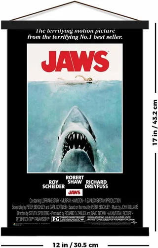 Miniatura 2 de Scorpio Posters Jaws - Mini póster de película, con licencia oficial, 11 x 17 pulgadas, con soporte para póster de madera negra