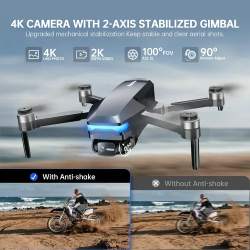 Miniatura 2 de Drones GPS con cámara para adultos 4K, menos de 8.78 oz, 45 minutos de vuelo, motor sin escobillas, luz, seguimiento automático, toque volar y volar