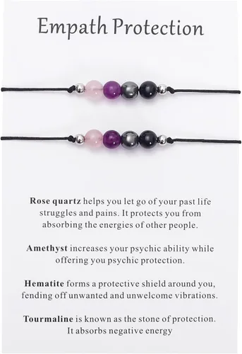 Miniatura 17 de Pulsera de protección, protección empática, cristales de obsidiana negra y pulsera de piedras curativas para mujeres, suerte, ansiedad y pulsera