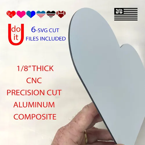 Miniatura 2 de Paquete Heart SVG con corazón de aluminio personalizable en blanco con archivo incluido, fabricado en los Estados Unidos para bricolaje, artesanos