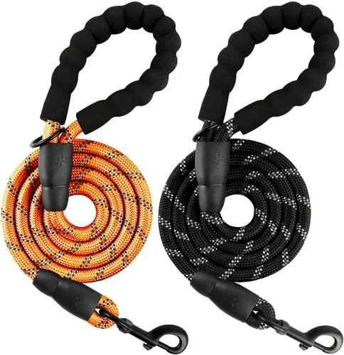 Miniatura 21 de BARKBAY Correas de perro para perros grandes, correa resistente de 4/5/6 pies con cómodo mango acolchado e hilos altamente reflectantes para perros