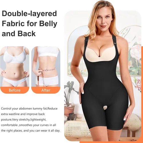 Miniatura 4 de Wonderience Body moldeador de cuerpo completo para mujer, faja moldeadora de cintura, corsé de control de abdomen, faja moldeadora más delgada