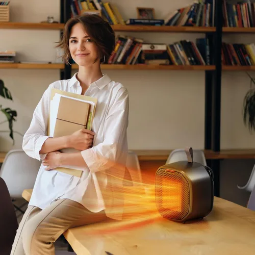 Miniatura 7 de ZAFRO Calentador de espacio de cerámica portátil de 1200 W para uso en interiores, termostato ajustable de 3 modos, protección contra vuelco y negro