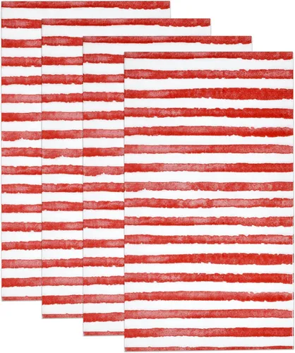 Miniatura 4 de Paquete de 100 servilletas de invitados a rayas rojas y blancas, toallas de mano de papel desechables de 3 capas para decoración de baño, fiesta
