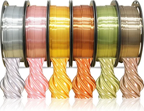 Miniatura 16 de MIKA3D 6 carretes de filamento para impresora 3D bicolor de 1.75mm, paquete de filamento de seda PLA, seda
