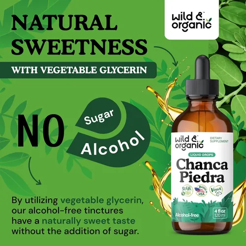 Miniatura 6 de Wild & Organic Chanca Piedra Stone Breaker Drops - Soporte para riñones, vesícula biliar y urinario - Extracto líquido de Chanca Piedra para una