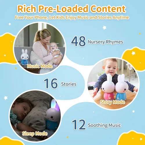 Miniatura 2 de alilo Honey Bunny - Reproductor de audio de historias musicales para niños pequeños de 1 a 5 años, regalos de Pascua para bebés y niñas, precargado