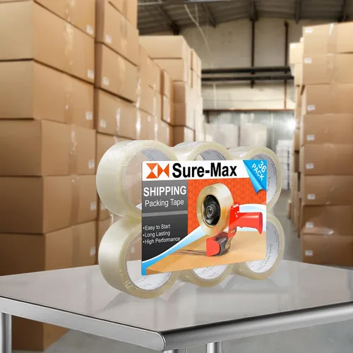 Miniatura 6 de Sure-Max Cinta de embalaje de cartón premium de 2.0 mil 165 pies (55 yardas), transparente, 1 caja (36 rollos en total)