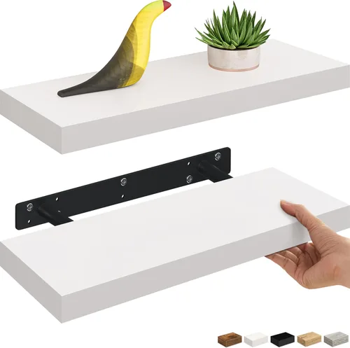 Miniatura 23 de Ballucci - Estantes flotantes, juego de estantes de pared de madera de 36" con soportes invisibles para baño, sala de estar, dormitorio, cocina