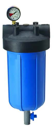 Miniatura 3 de Pentair Pentek 150360 PBH - Carcasa de filtro de bolsa azul grande, conjunto de recipiente de bolsa NPT #10 de 1 pulgada con manómetro, llave