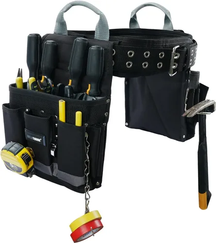 Miniatura 11 de MELOTOUGH Cinturón de herramientas con suspensión, bolsa de herramientas con suspensión, cinturón de herramientas con peine, delantal de carpintero