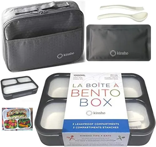 Miniatura 7 de Bento-Box - Juego de lonchera aislada y paquete de hielo. Loncheras, contenedores de bocadillos para niños, niñas y adultos. 6 compartimentos, cajas