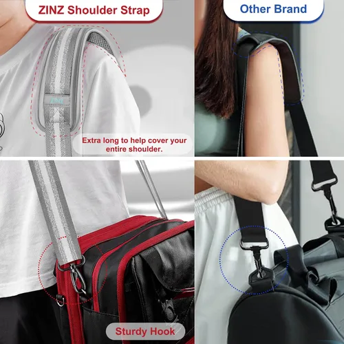Miniatura 107 de ZINZ Correa de hombro universal de 59 pulgadas con almohadilla transpirable fija ultra gruesa, correa de hombro ajustable y resistente para bolsa