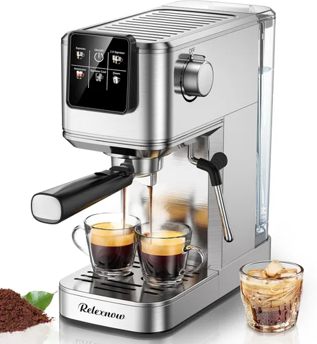 Máquina de Espresso RELEXNOW, cafetera de café profesional de 20 bares con espumador de leche y varilla de vapor, máquina de café caliente y helado,