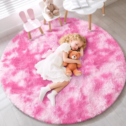 Miniatura 25 de EVOIONOS - Alfombra redonda gris para dormitorio, 5x5 pies; alfombras circulares suaves y esponjosas para sala de estar, alfombras de felpa peludas