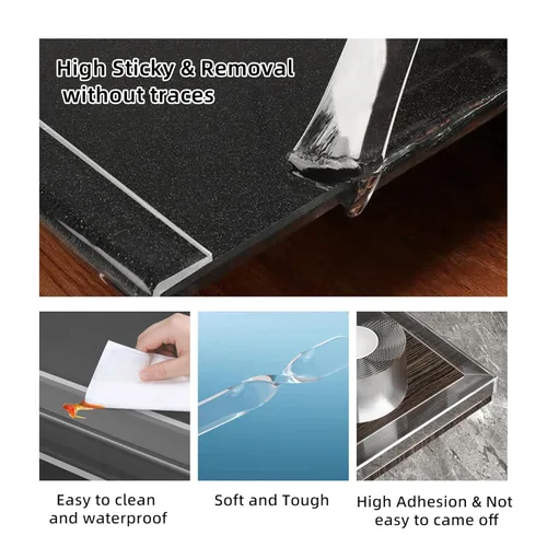 Miniatura 5 de 1.57 pulgadas x 9.84 pies, protector de esquina para bebé, tira protectora de borde transparente, cinta protectora de borde afilado, protectores