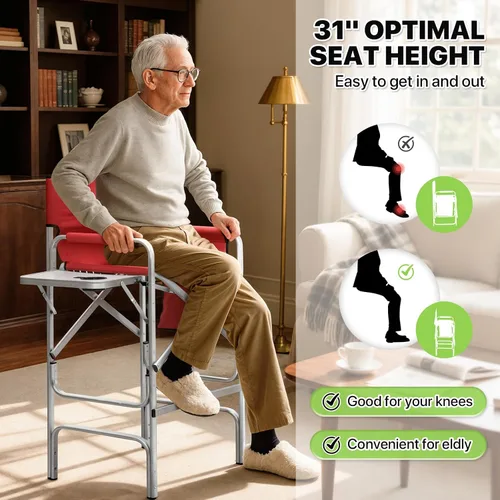 Miniatura 10 de Magshion Silla alta de director para personas mayores y maquilladores, altura del asiento de 31 pulgadas, capacidad de 250 libras, silla plegable