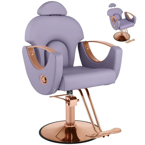 Miniatura 11 de Silla de peluquería de salón, silla de peluquería con bomba hidráulica de altura ajustable, sillas reclinables profesionales, silla de belleza