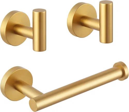 Miniatura 14 de GERZWY Moderno juego de accesorios de baño de 3 piezas, soporte para papel higiénico y 2 ganchos para toallas, montaje en pared, acero inoxidable
