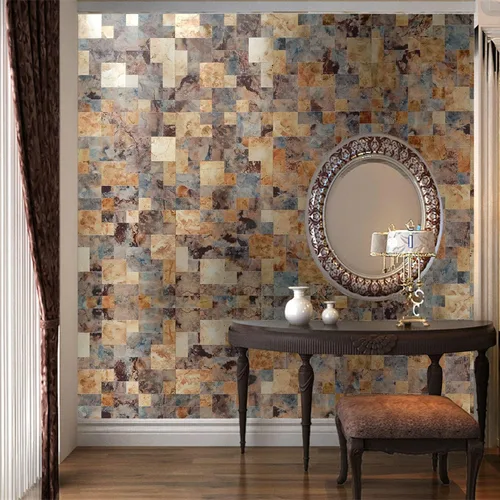Miniatura 6 de Azulejos adhesivos para despegar y pegar, losetas de piedra para salpicaduras en pared de cocina, adhesivo de mosaico metálico de superficie de PVC