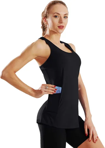 Miniatura 2 de Neleus camiseta sin mangas para mujer con espalda cruzada para yoga.