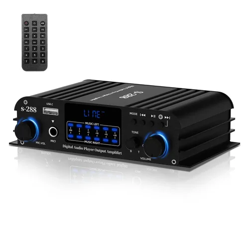 Miniatura 10 de Amplificador de audio 800W, amplificador estéreo para el hogar con 2 canales, RMS 60Wx2, Bluetooth 5.0, mini amplificador HiFi con eco, micrófono