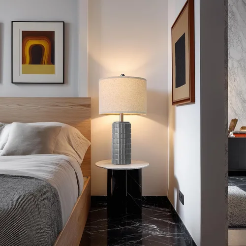 Miniatura 2 de PoKat Juego de 2 lámparas de mesa de cerámica gris oscuro de 23 pulgadas para sala de estar, lámparas de noche modernas para dormitorio, lámpara