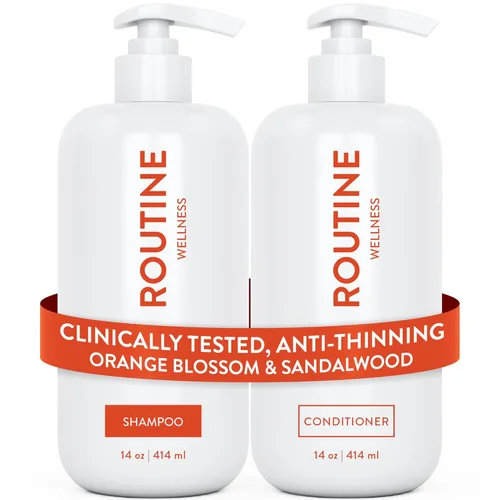 Miniatura 10 de Routine Wellness Set de champú y acondicionador antiadelgazamiento para cabello adelgazante - Biotin DHT Blocker Mujeres y Hombres - Champú seguro