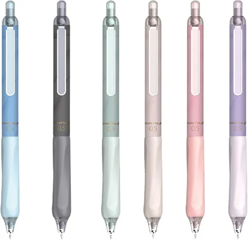 DUNBONG - Bolígrafos retráctiles de punta porosa de 0,5 mm, clip metálico, soporte antideslizante, bolígrafos de gel de tinta negra, Caja de 6
