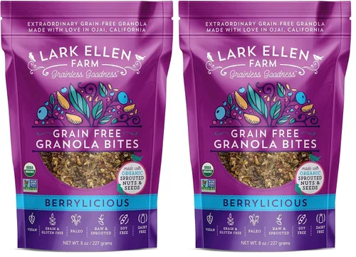 Miniatura 18 de Lark Ellen Farm Bocados de granola libre de granos, paleo; deliciosos aperitivos veganos orgánicos certificados sin gluten y cereal hecho de nueces