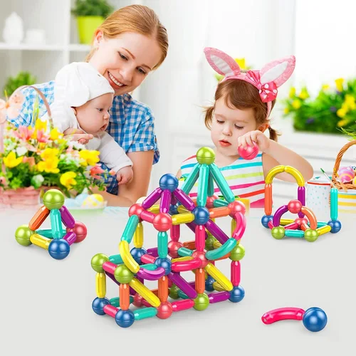 Miniatura 9 de Juego de bolas y varillas magnéticas, bloques de construcción magnéticos Montessori, juguetes magnéticos para niños pequeños, juguetes sensoriales