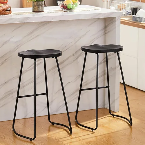 Miniatura 24 de HeuGah Juego de 2 taburetes de bar, taburetes de bar de 26" de altura de mostrador con pata de metal, taburetes de bar rústicos sin respaldo