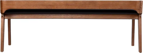 Miniatura 6 de Rasmus - Banco de comedor de madera de imitación de piel sintética, color marrón