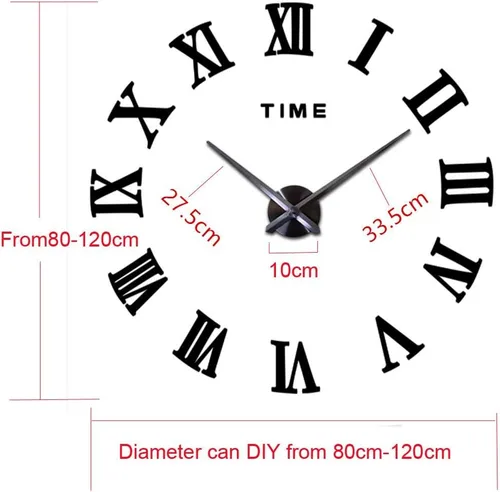 Miniatura 2 de FASHION in THE CITY Espejo Superficie 3D DIY Relojes de pared Diseño moderno Sala Relojes de pared decorativos (negro)