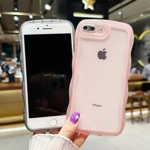 Miniatura 8 de SKYLMW Compatible con iPhone 7 Plus/8 Plus de 5.5", linda funda protectora de silicona suave con forma de onda rizada de estilo Kawaii para mujeres