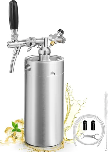 Mini cultivador de barril de 128 onzas con grifo ajustable, sistema de grifo de cerveza de acero inoxidable a presión, sistema dispensador de