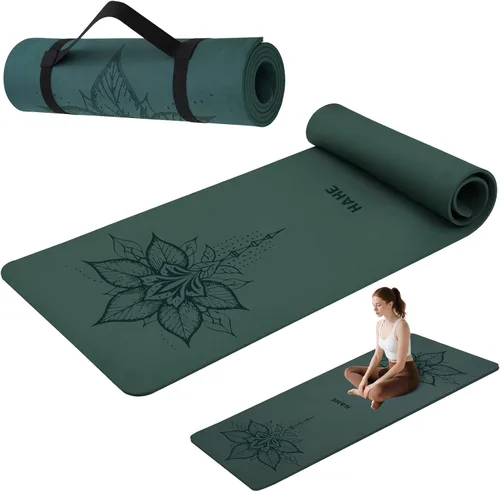 Miniatura 8 de HAHE Tapete de yoga grueso (8MM, 1/3 pulgadas), tapete de yoga antideslizante POE, ecológico, alto rebote y absorción de golpes, antidesgarros