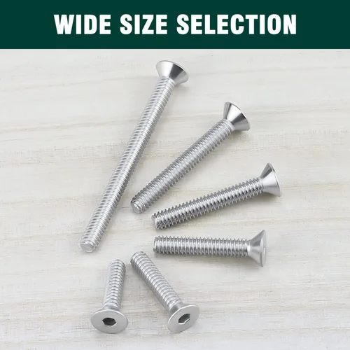 Miniatura 6 de Tornillos de cabeza avellanada plana 1/4-20 x 1, cobertura completa de rosca de máquina, unidad hexagonal Allen, acero inoxidable 304 18-8 SS, 25