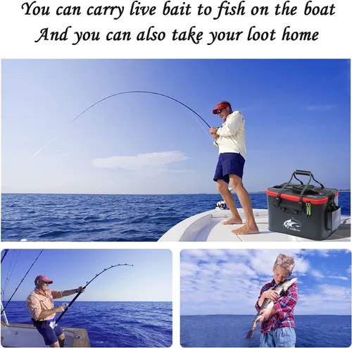 Miniatura 5 de Grneric Cubo de pesca, 6 galones/8 galones/10 galones, contenedor de pescado vivo multifuncional, cubo de cebo de pescado vivo, bolsa de pesca