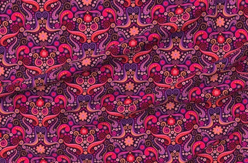 Miniatura 8 de Spoonflower Tela – Rayas psicodélicas retro vintage olas Groovy 70s tonos cálidos impresos en tela de algodón de la firma de pétalos por The Yard