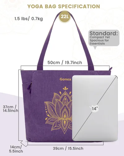Miniatura 5 de Gonex Bolsa para Esterilla de Yoga, Bolsa Grande con Múltiples Bolsillos para Mujeres y Hombres, Portador de Esterilla de Lona, Cremallera Completa