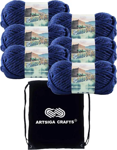Miniatura 22 de Lion Brand Hometown New York White 135-100 (3 madejas - mismo lote de tinte) #6 S Bulky - Hila acrílica para crochet y tejer con bolsa para proyectos