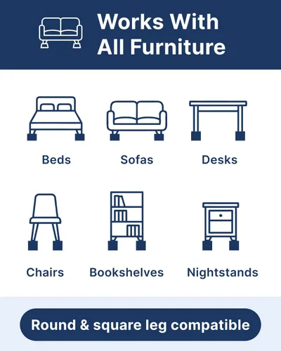 Miniatura 8 de Elevadores de cama – Esenciales para dormitorio – Elevadores de muebles ajustables de 3 y 5 pulgadas u 8 pulgadas combinados – Resistente