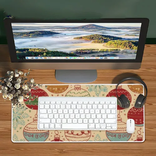Miniatura 6 de Alfombrilla de mouse con adorno rojo vintage, alfombrilla de mouse grande para juegos con base de goma antideslizante, alfombrilla de trabajo