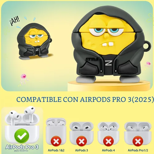 Miniatura 2 de Estuche lindo para AirPods Pro 3 (2025) Divertido con personajes de anime kawaii de dibujos animados 3D geniales Funda de silicona compatible