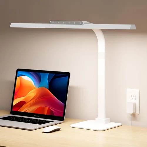 Lámpara de escritorio LED con base, lámpara de escritorio de 24 W de brillo con control táctil para oficina en casa, luces altas ajustables para el