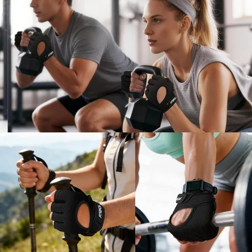 Miniatura 6 de ATERCEL Guantes de levantamiento de pesas, protección completa de la palma de la mano, guantes de entrenamiento para gimnasio, ciclismo, ejercicio