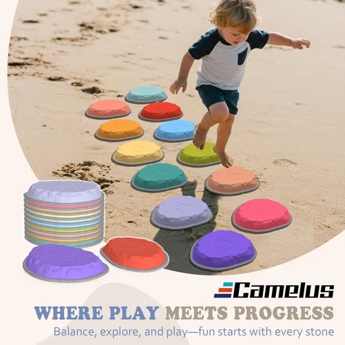 Miniatura 2 de Piedras de equilibrio para niños, 8/12 piezas de piedras de equilibrio para niños pequeños, juguetes sensoriales de curso de obstáculos Macarons