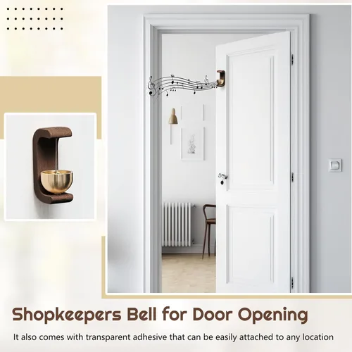 Miniatura 5 de Zonon 2 Piezas Campanillas de Viento Magnéticas de Madera Timbre Decoración Campana de Comerciantes para Apertura de Puerta Forma de C para Regalo