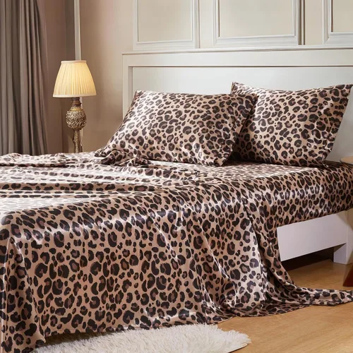Miniatura 11 de MR&HM Sábanas de satén para cama de tamaño King, juego de 4 piezas de ropa de cama sedosa con bolsillo profundo de 15 pulgadas para colchón